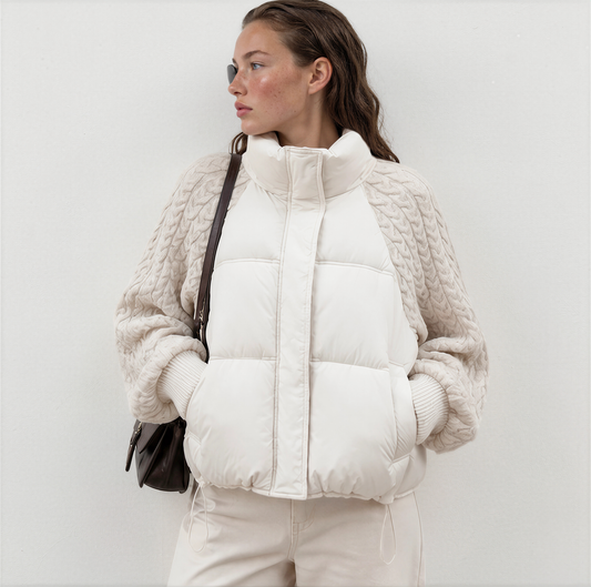 Jacket offwhite knit sleeves