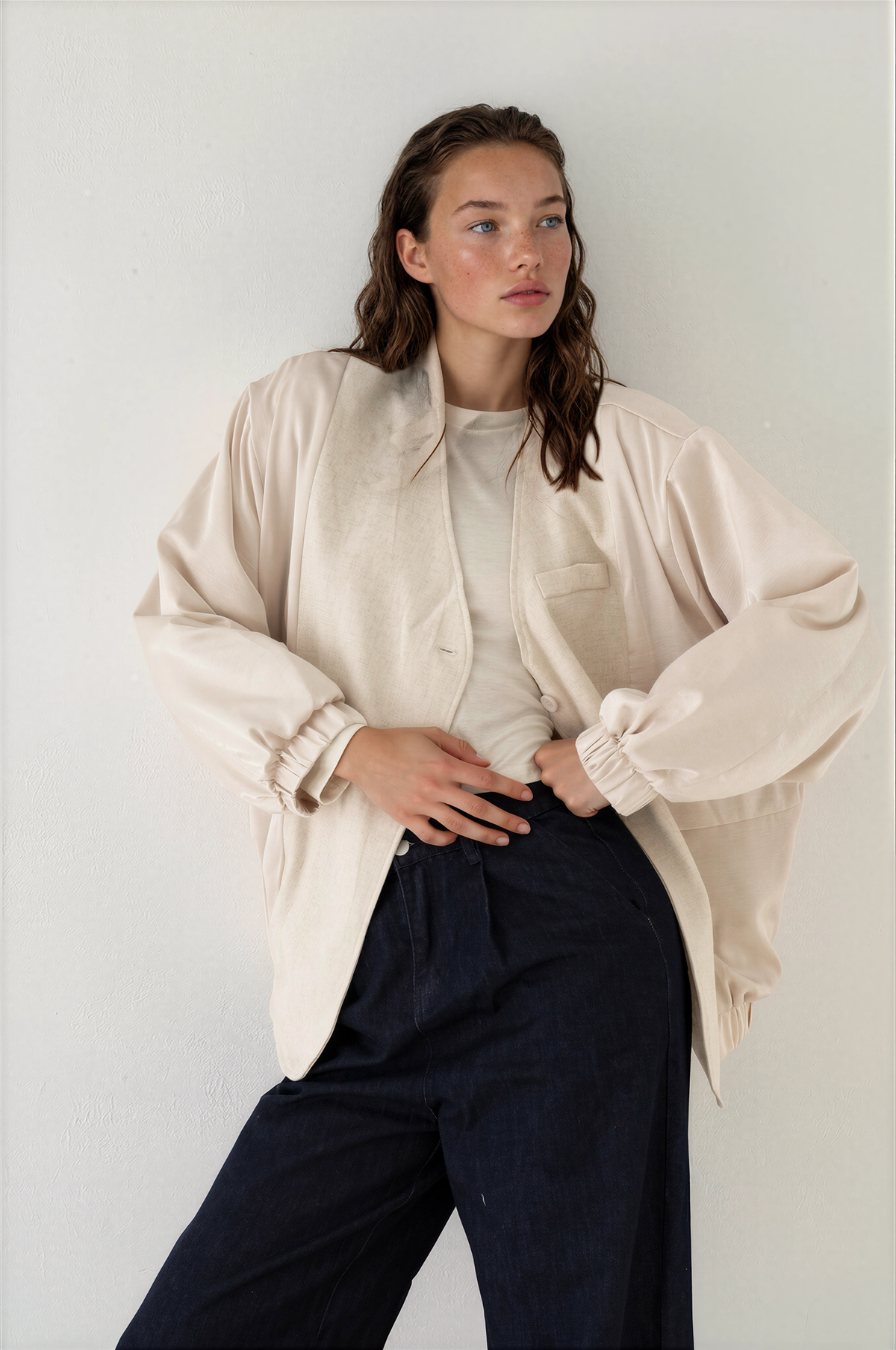 Blazer jacket offwhite mix wool
