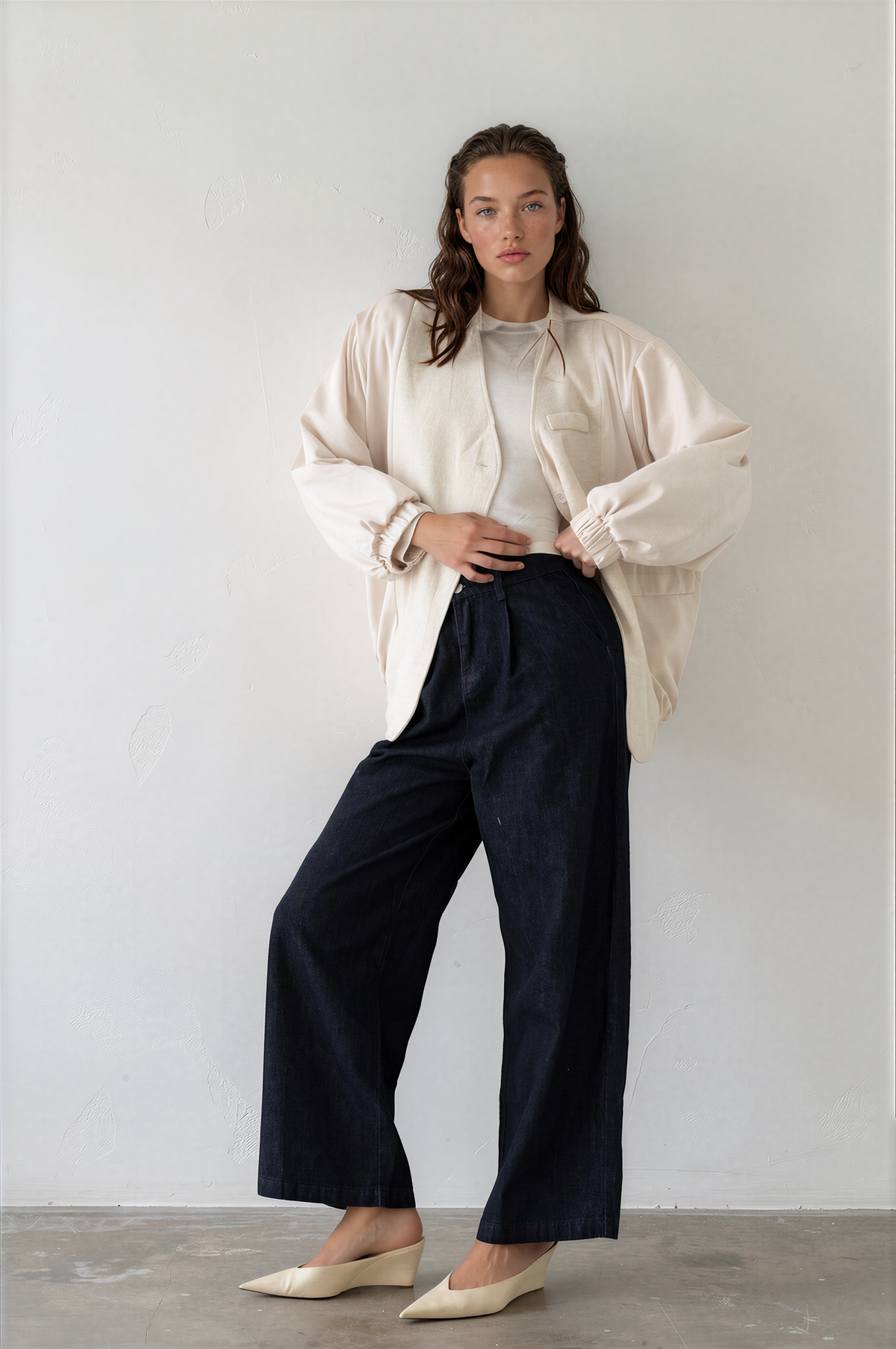 Blazer jacket offwhite mix wool