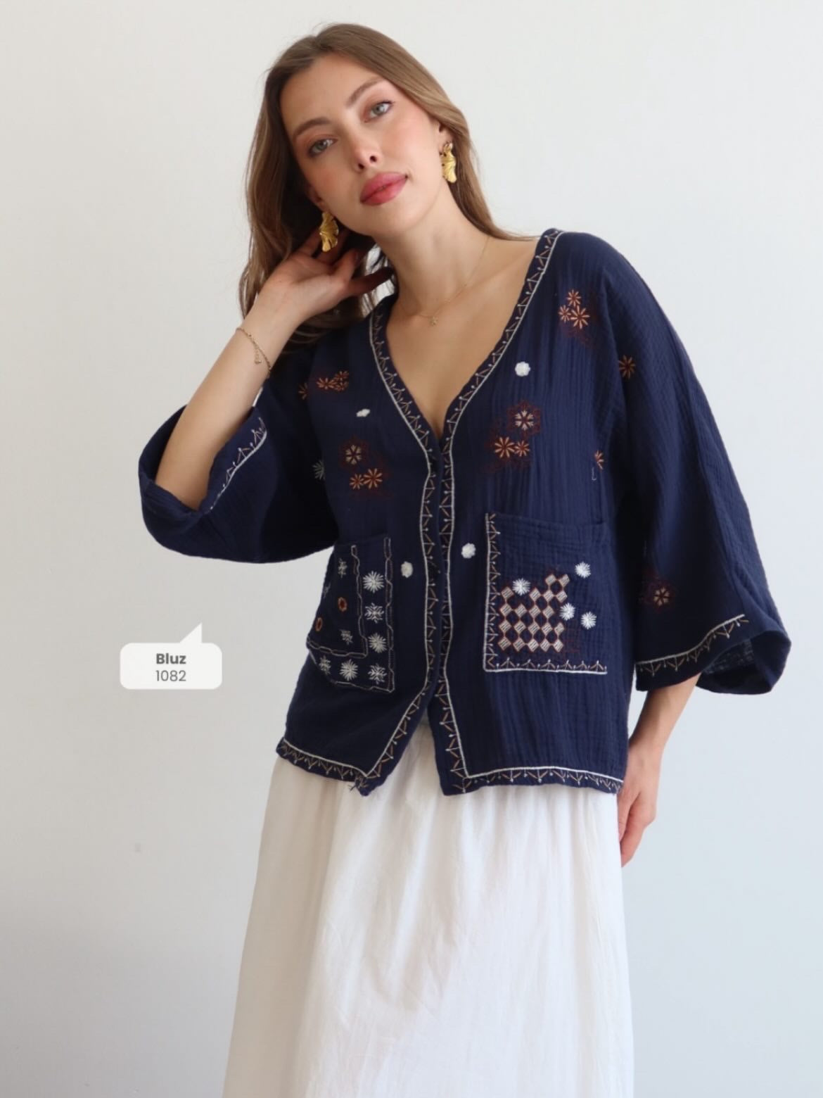 Shirt embroidery navy