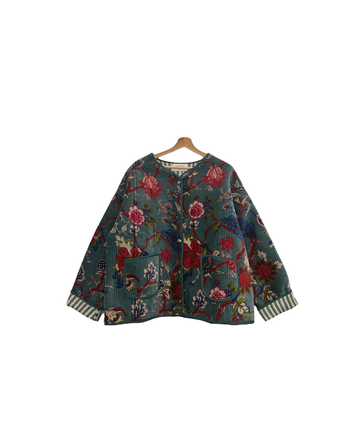 Jacket suede floral Olive