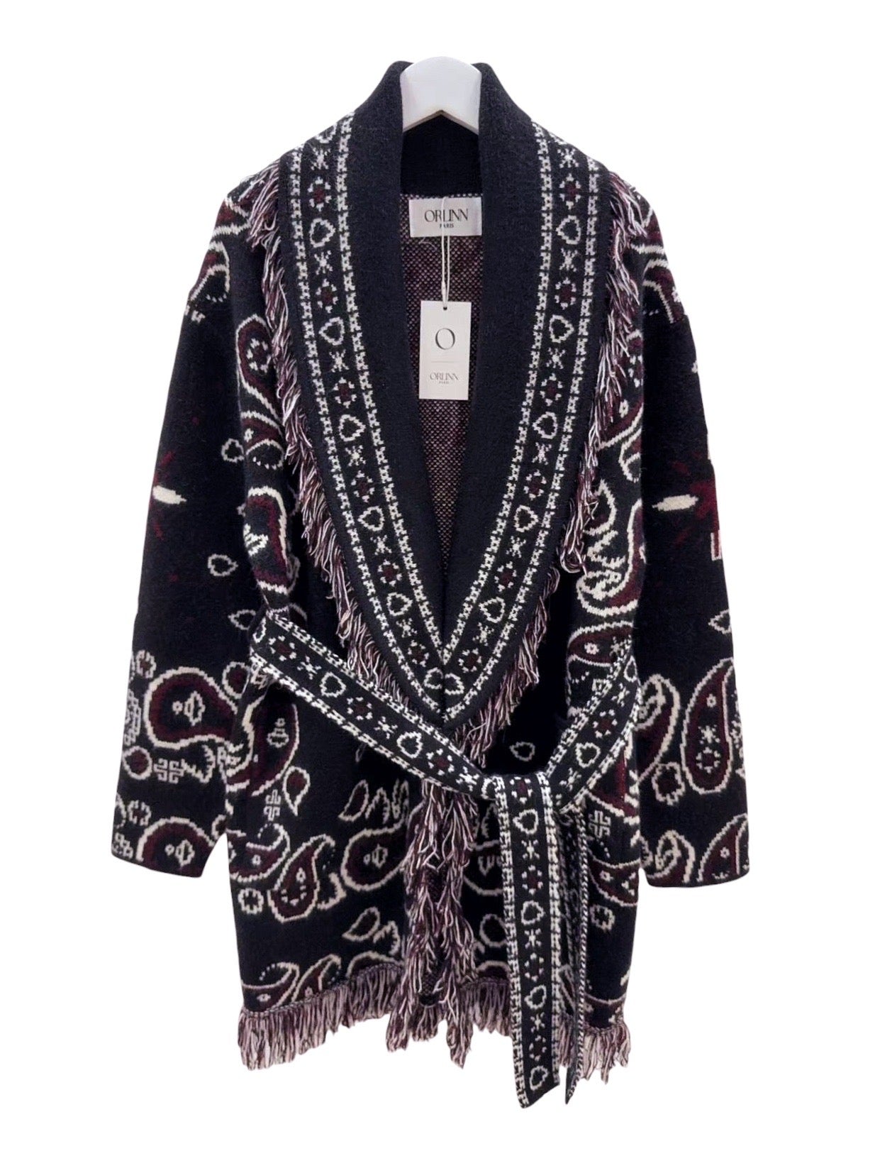 Bandana cardigan black x Burgundy
