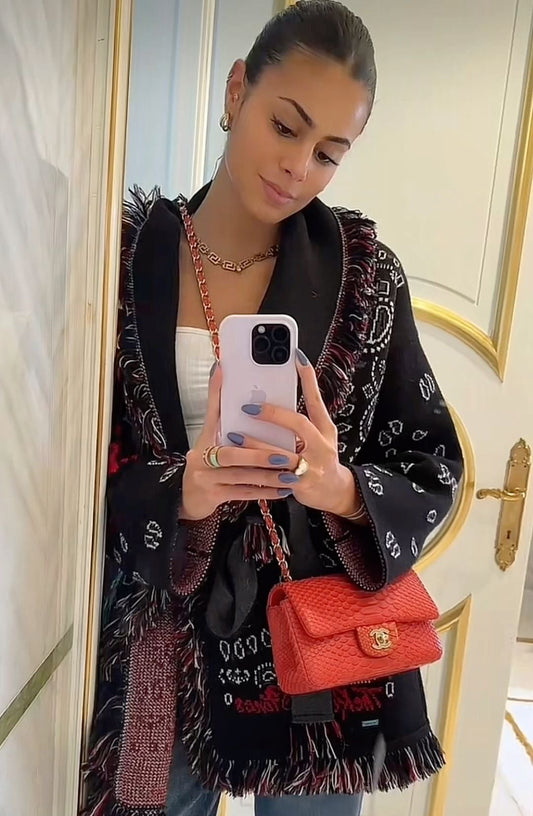 Bandana cardigan black x Burgundy