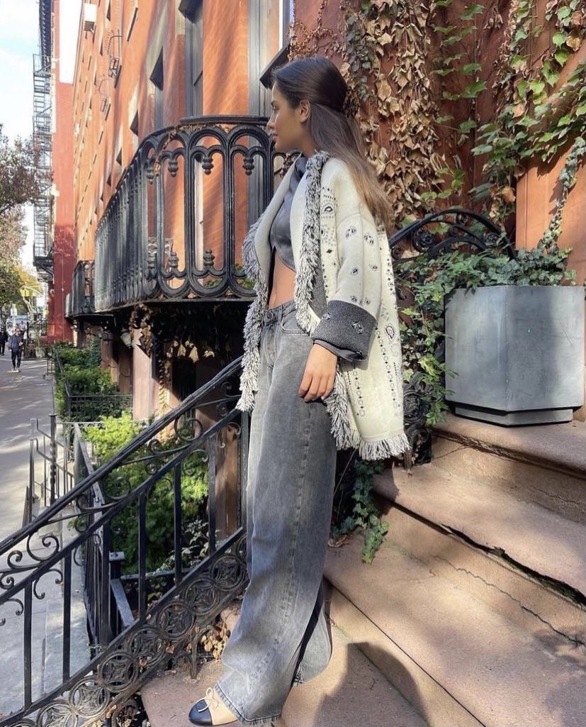 Bandana cardigan white