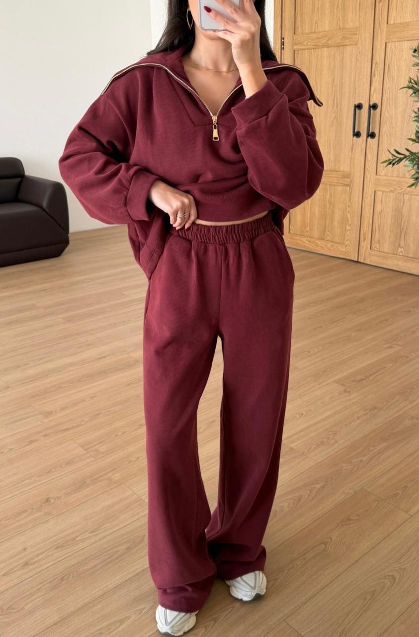 Set hoodie zip burgundy