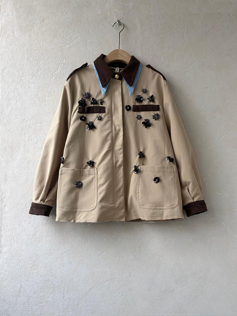 Jacket beige embroidered