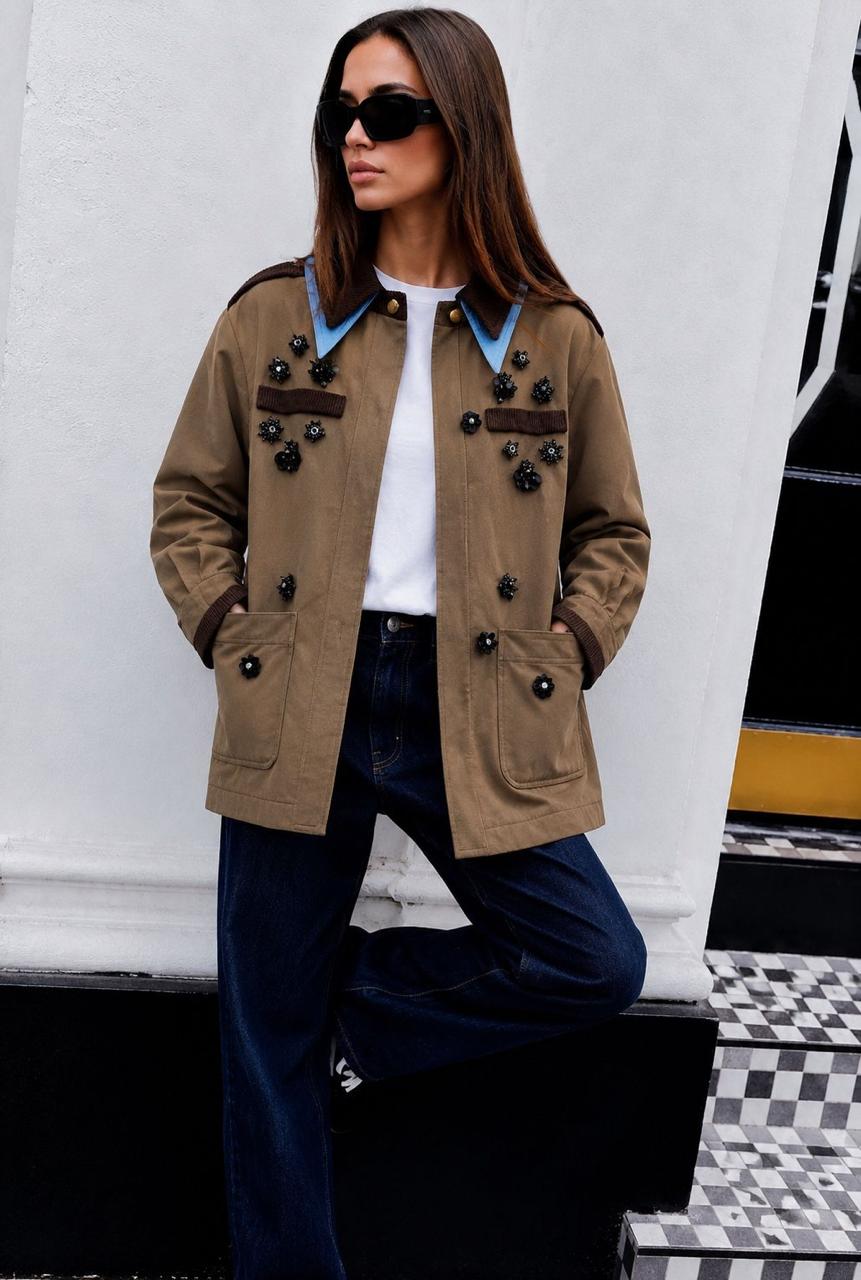 Jacket brown embroidery