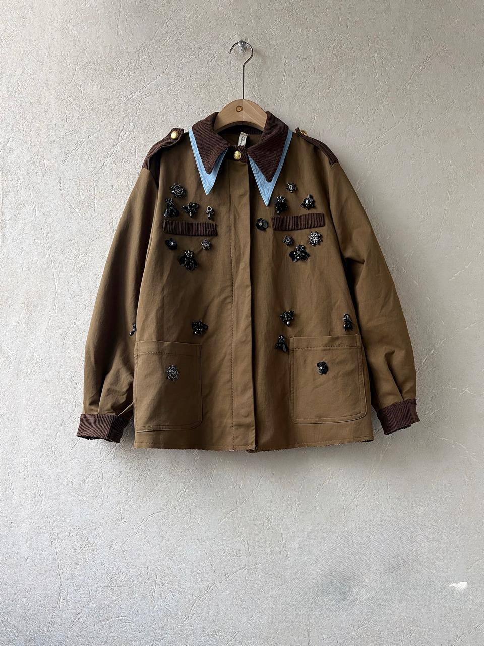 Jacket brown embroidery