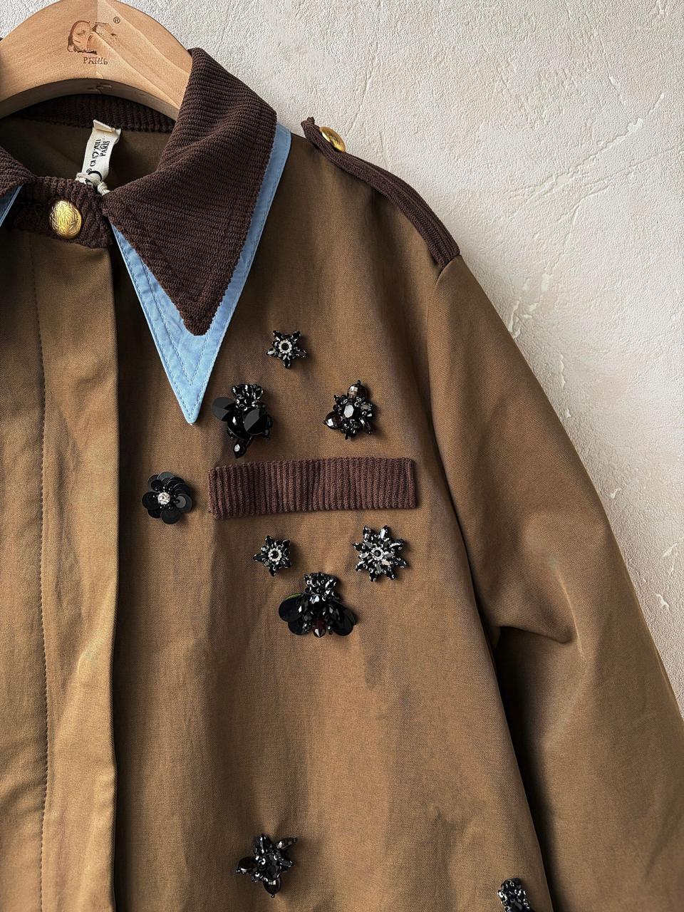 Jacket brown embroidery