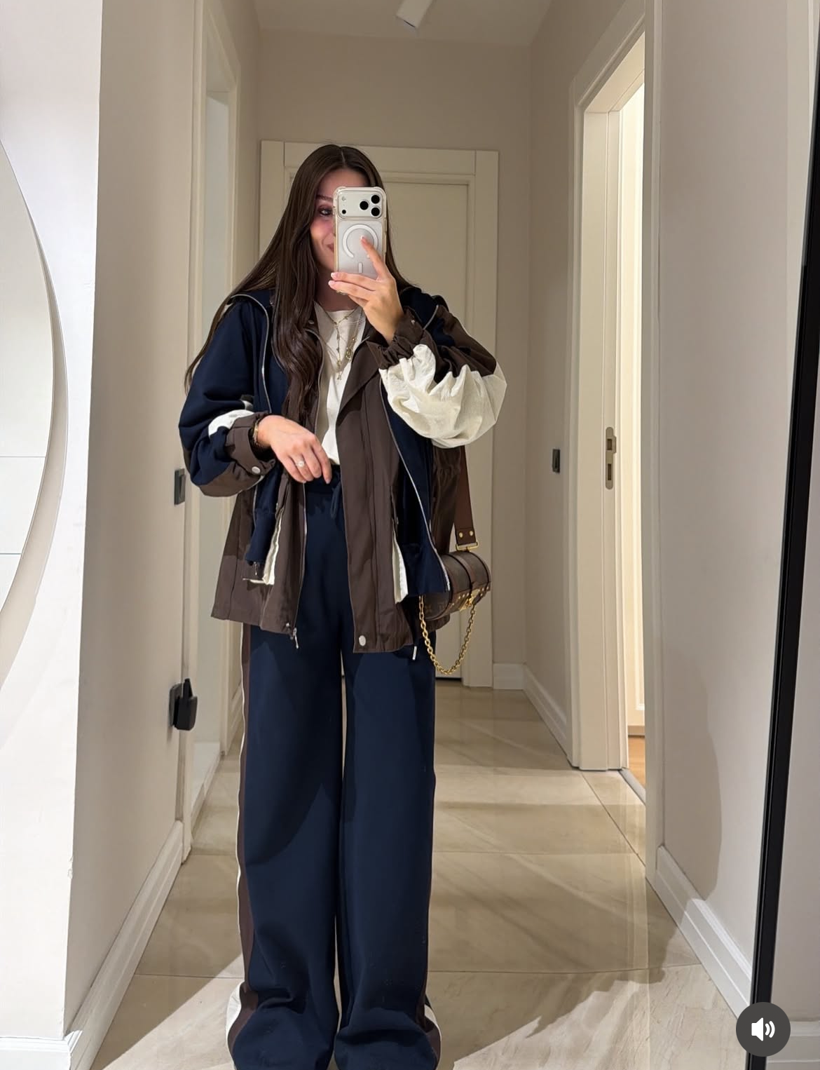 Set attached hoodie brown