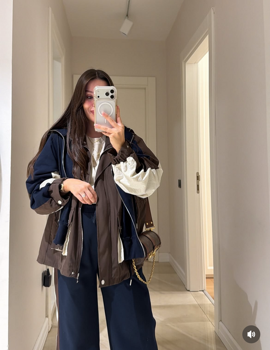 Set attached hoodie brown