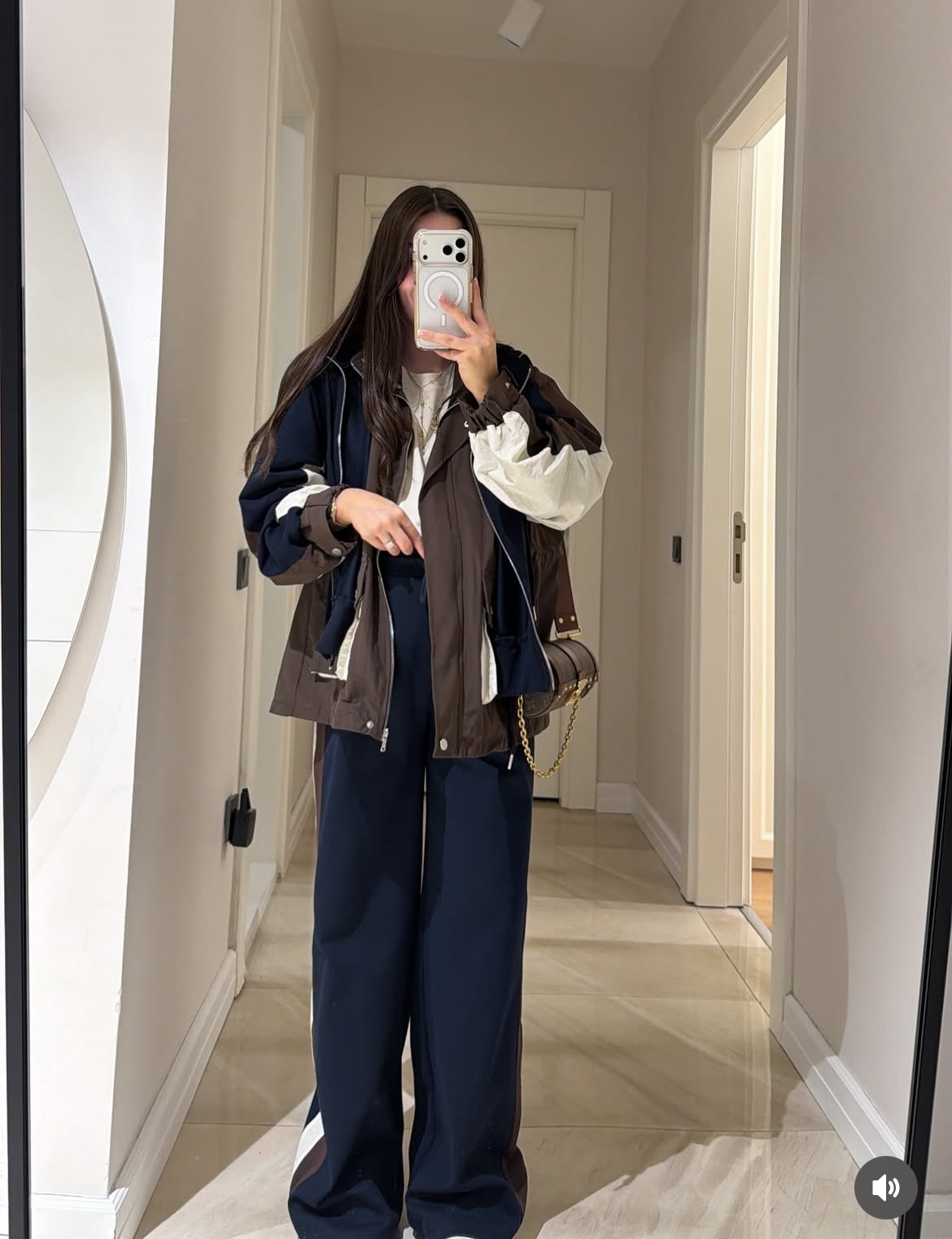 Set attached hoodie brown