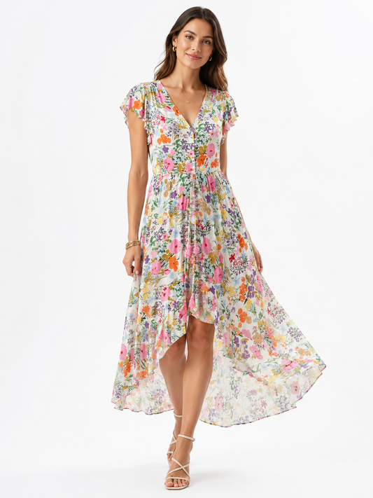 Dress floral half sleeves