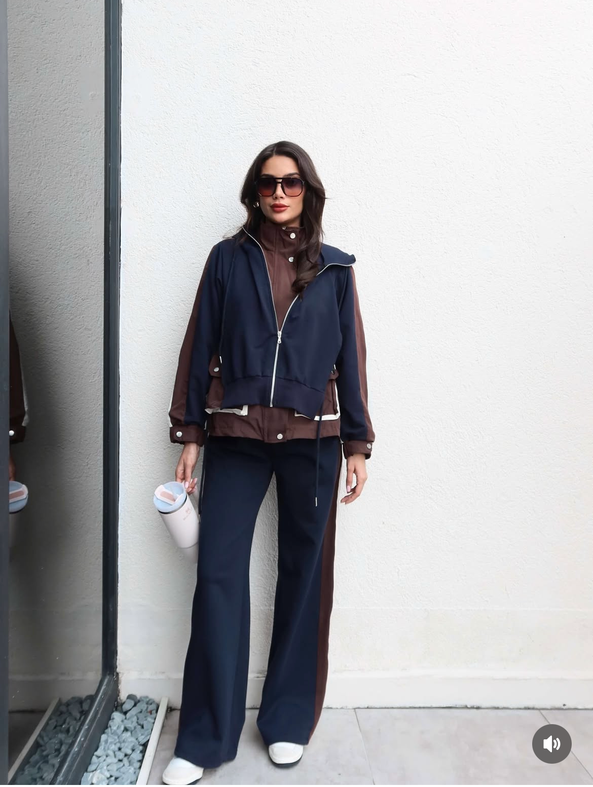 Set attached hoodie brown