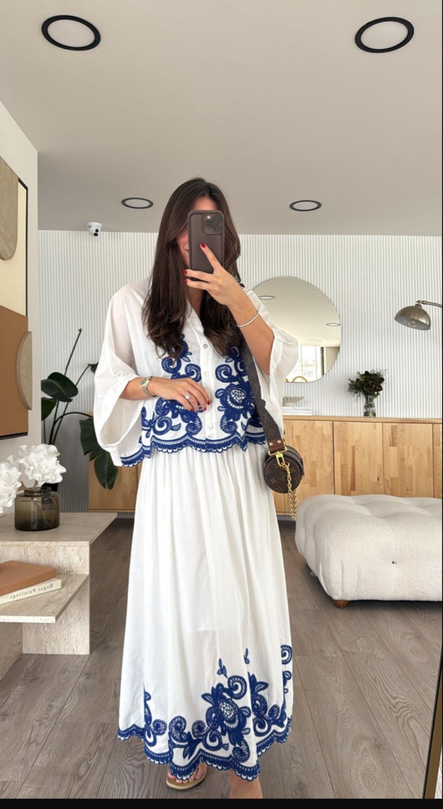 Set (Skirt + Top) Blue Embroidery