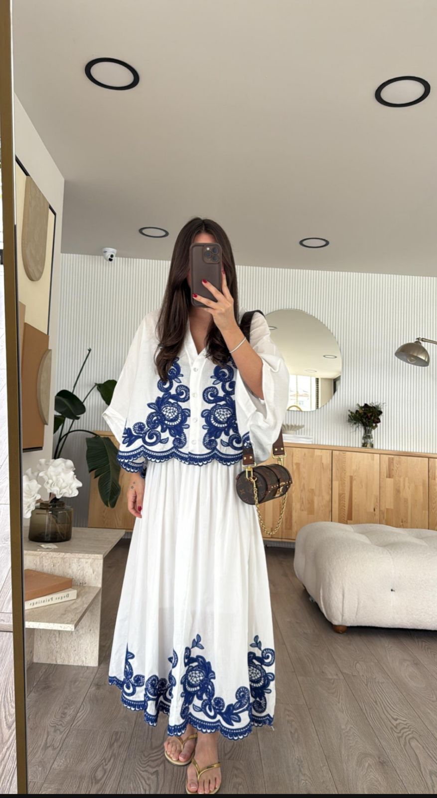 Set (Skirt + Top) Blue Embroidery