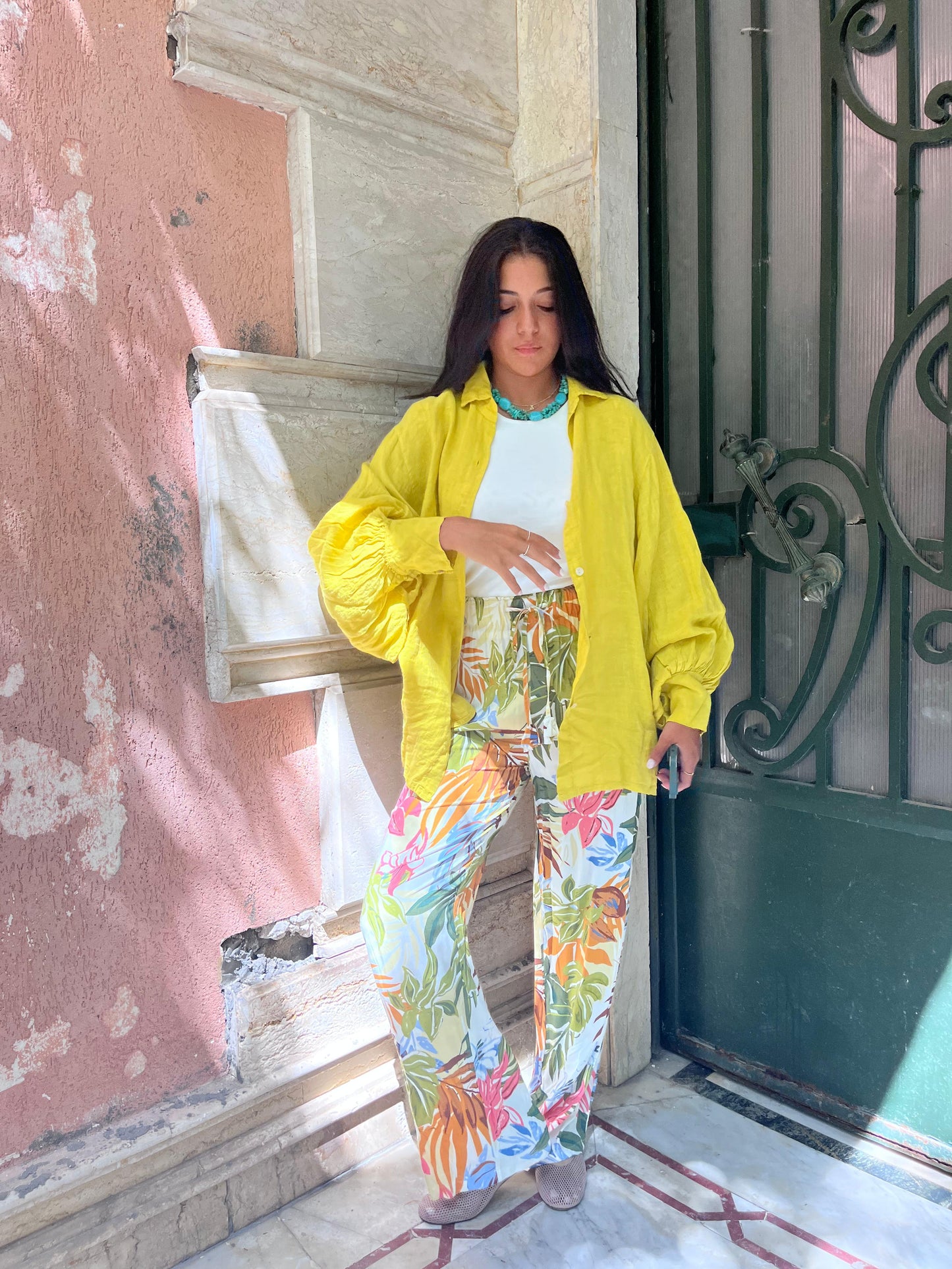 Pants Flora Rosa White
