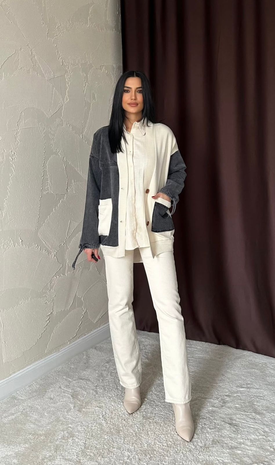 Half and Half Denim Mix Black