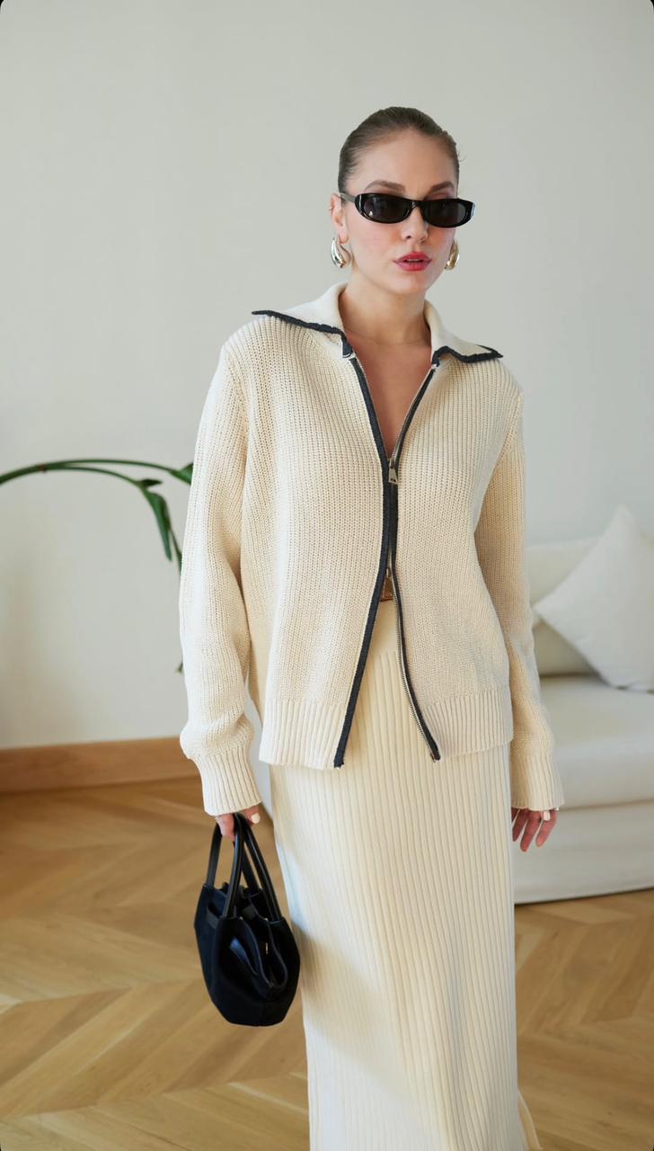 Zipper Knit Line Black