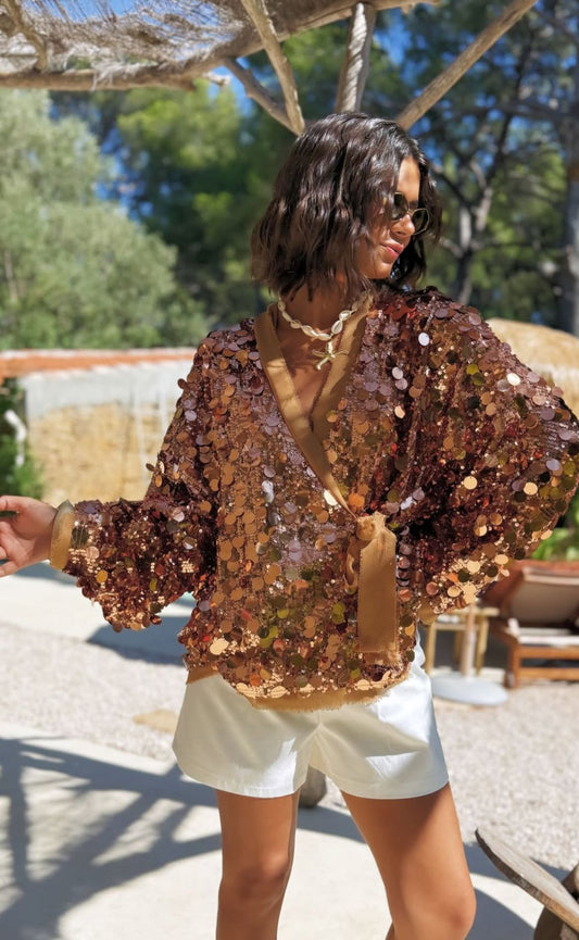 Sequins Jacket Brown