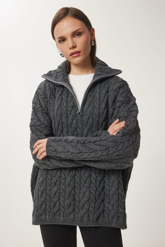 Grey Zipper Knit
