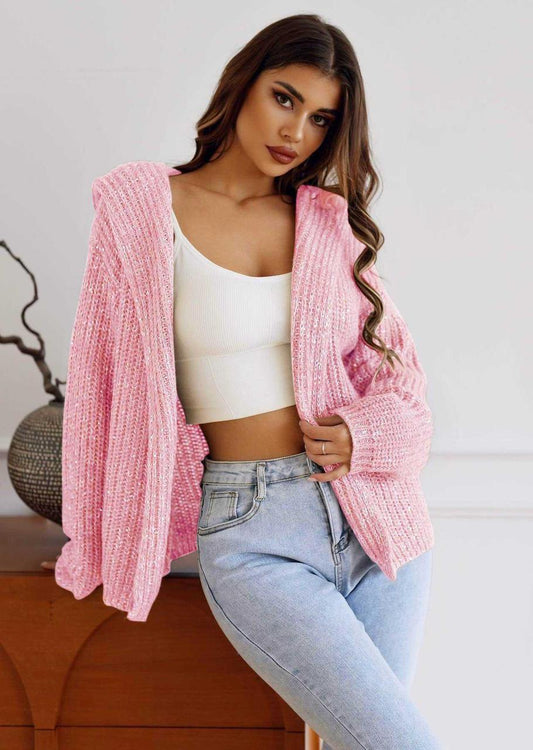 Knitted cardigan sequins Pink
