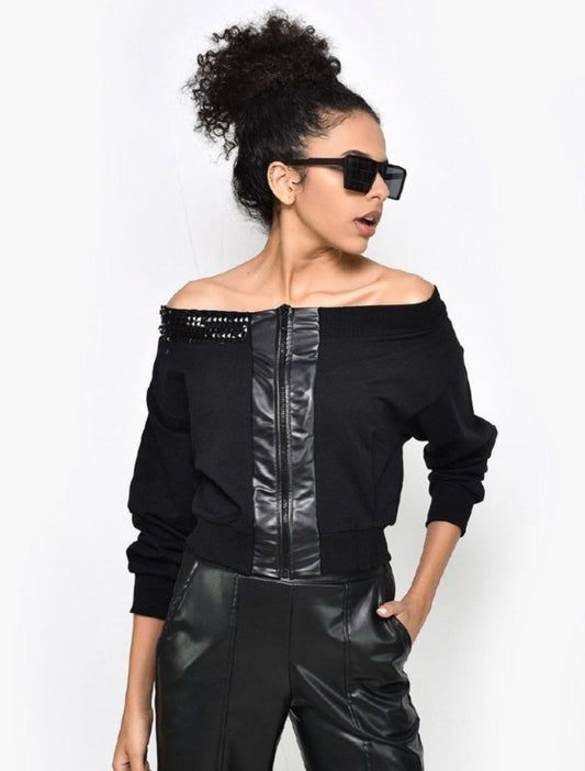 Black Zipper Leather