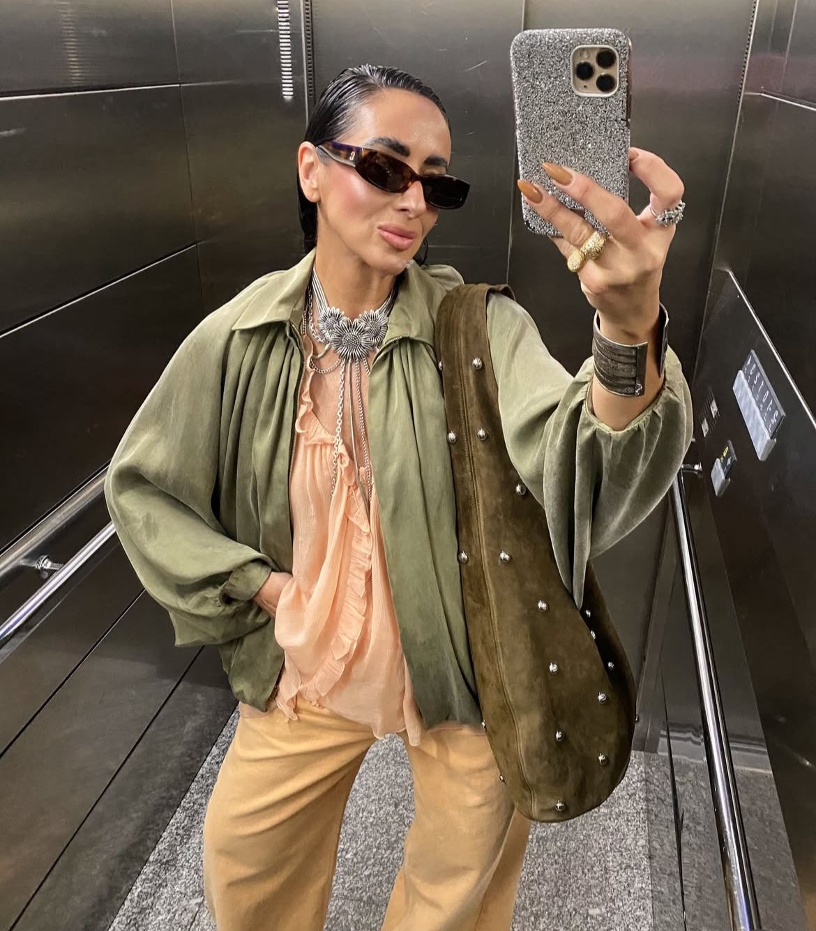 Olive Bomber Silk