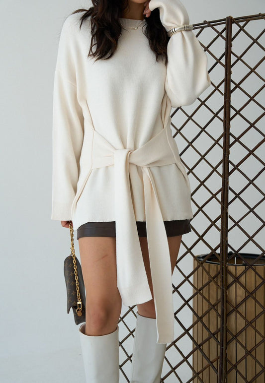 Knit Off White Belt