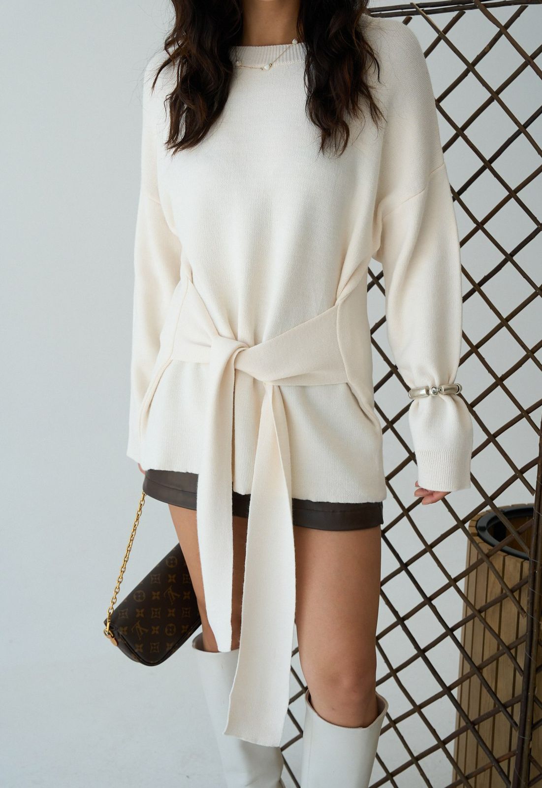 Knit Off White Belt