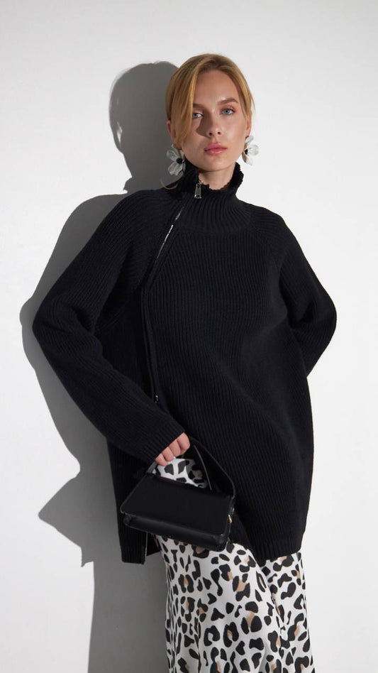 Black Zipper Knit