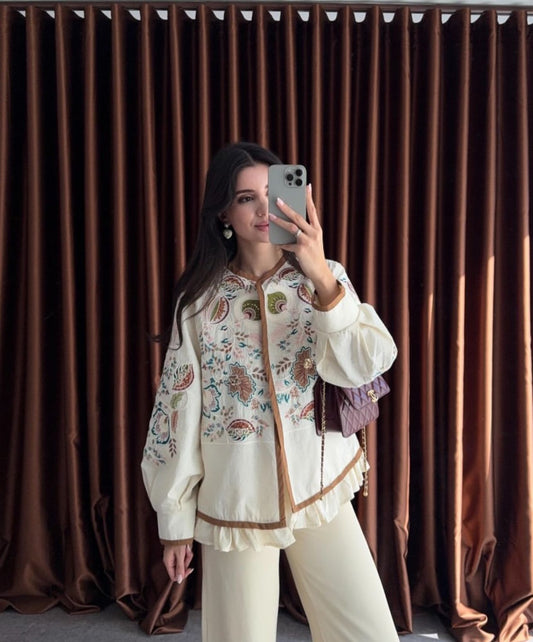 Embroidery Off White Ruffles