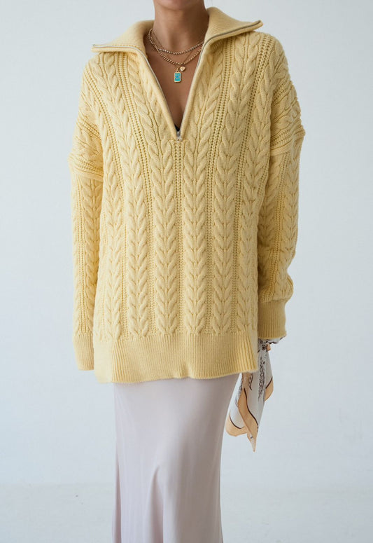 Butter Yellow Zipper Knit