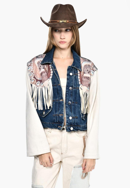 Denim Fringes Printed DQ