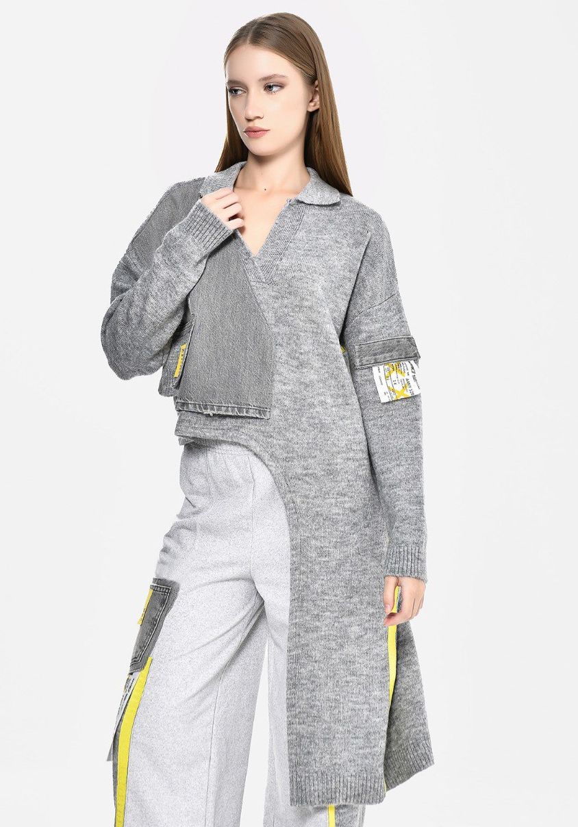 Grey Knit Longer Side DQ