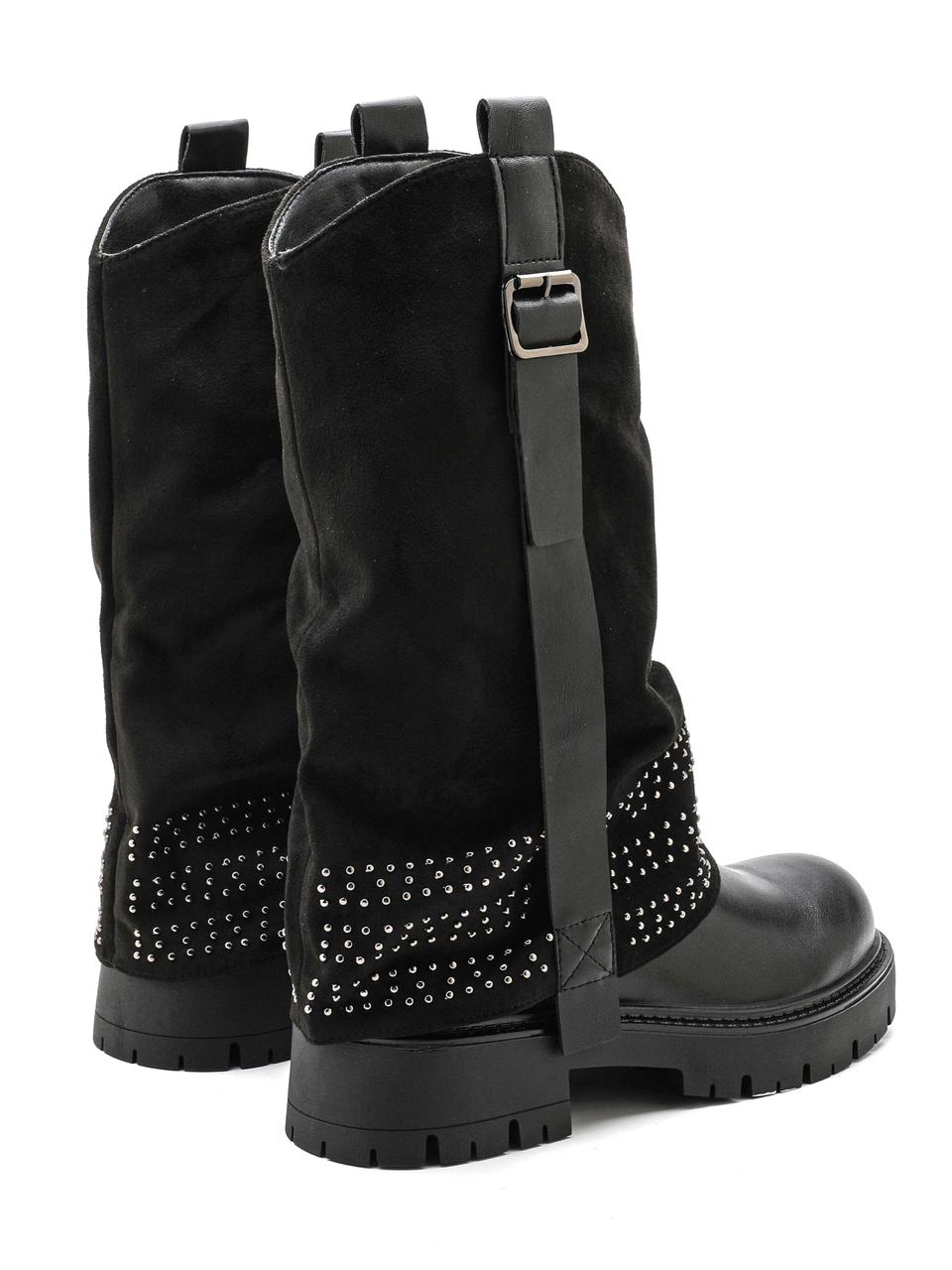 Suede Strass Boots Black