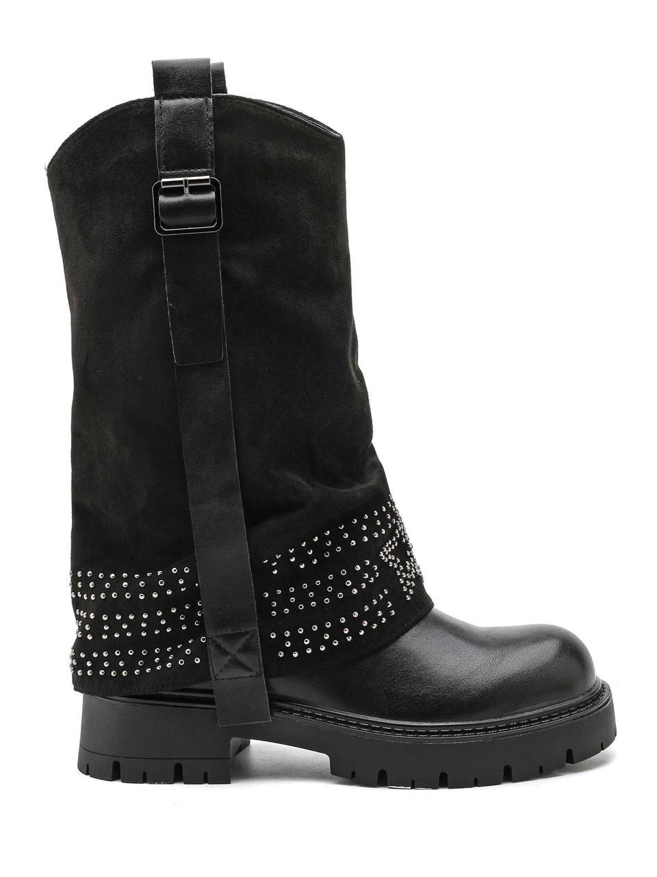 Suede Strass Boots Black