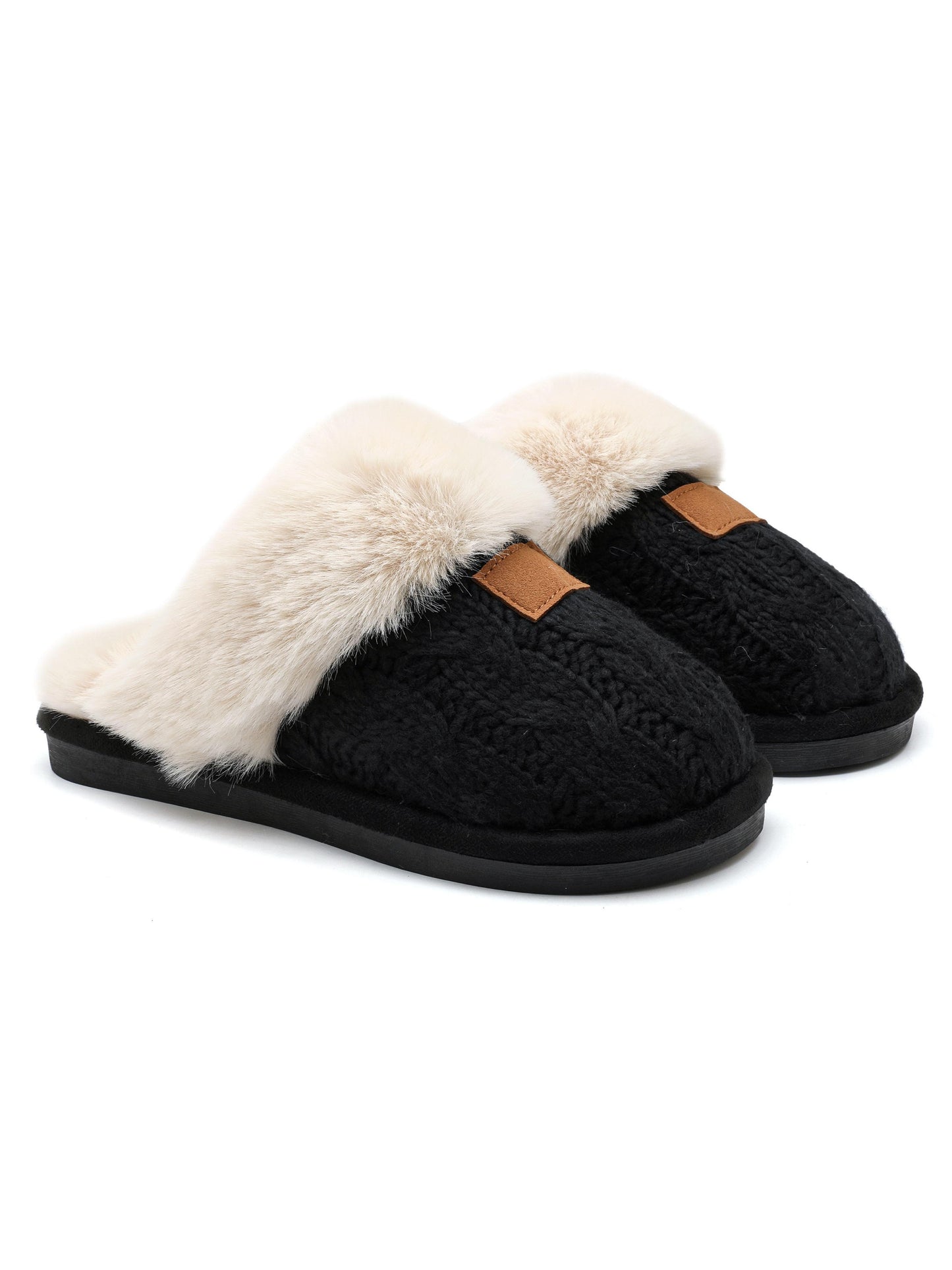 Black Cuzy Kniited Slippers