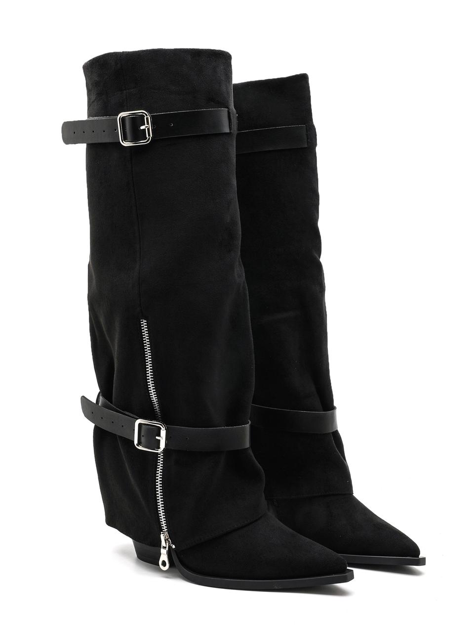 High Boots 2 Belts Black