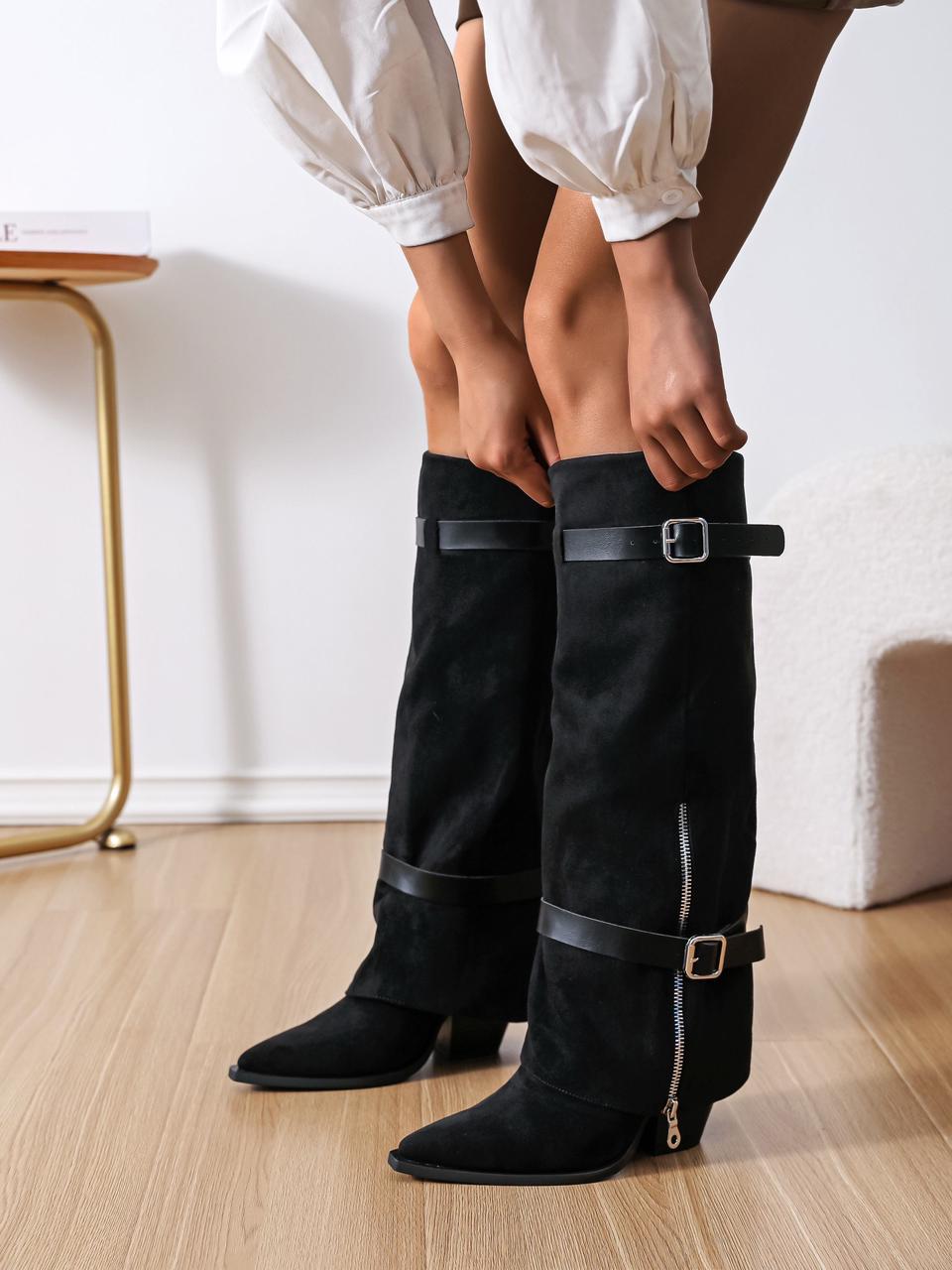 High Boots 2 Belts Black
