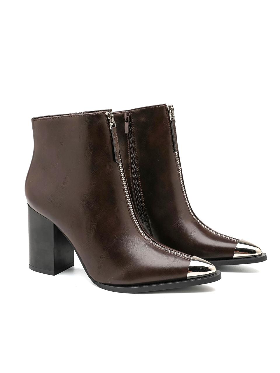 Half Boots Zipper Brown