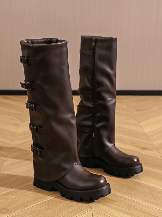 High Belt Boots Brown