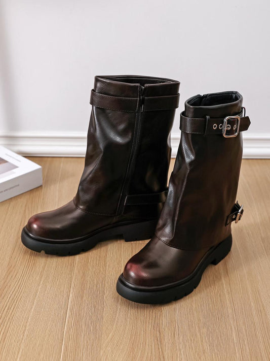 Half Belt Boots Brown