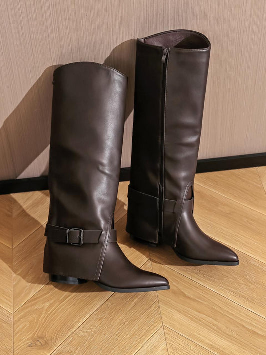 Curvy Long Boots Brown
