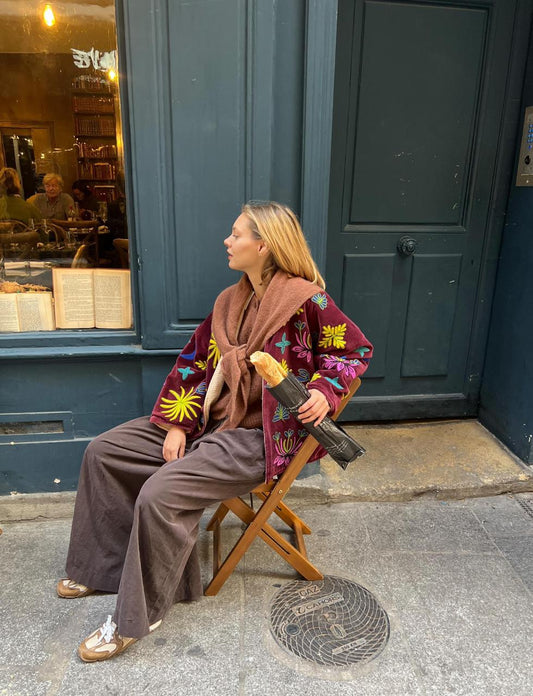 Jacket Embroidery Burgundy