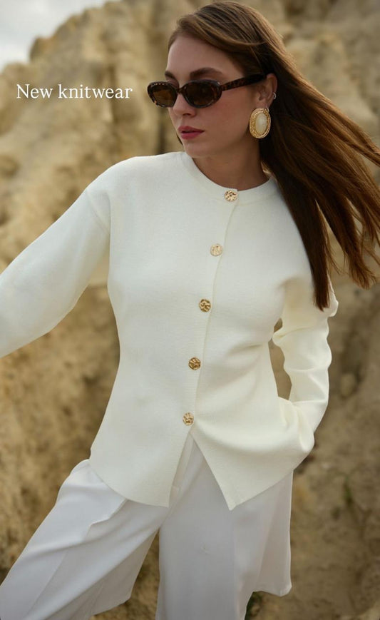 Cardigan Gold Button Off white