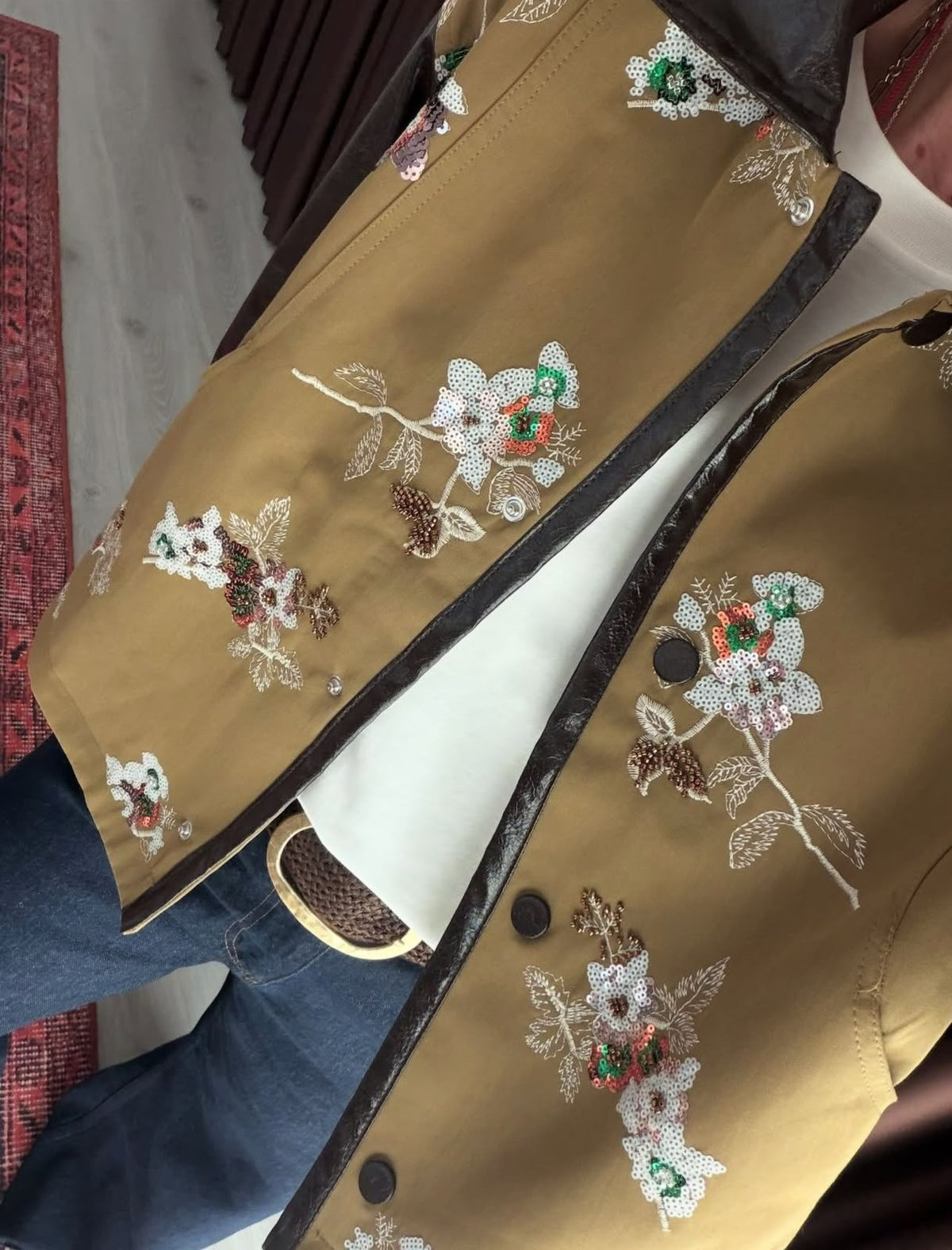 Jacket camel brown embroidery