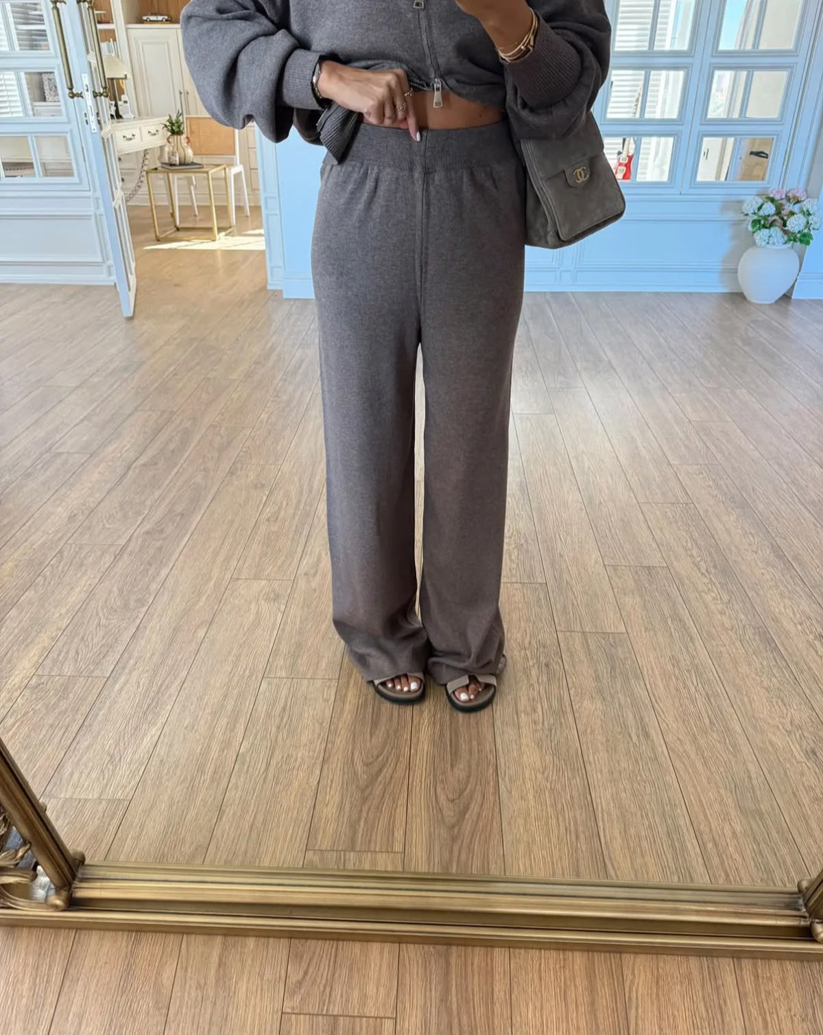 Set cafe beige double zipper