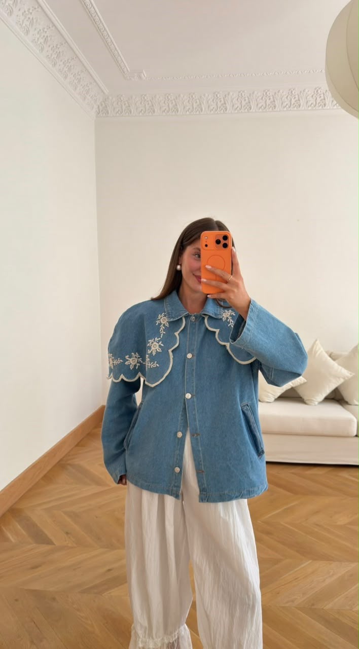 Jacket denim embroidered