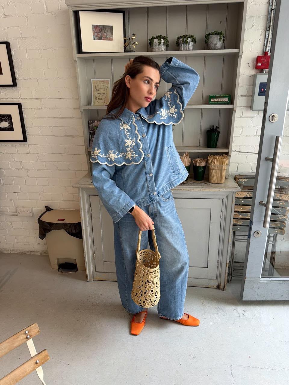 Jacket denim embroidered